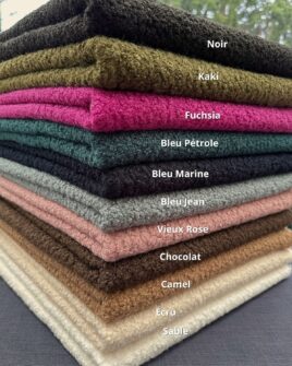 tissu lainage bouclette uni 11 coloris oeko tex