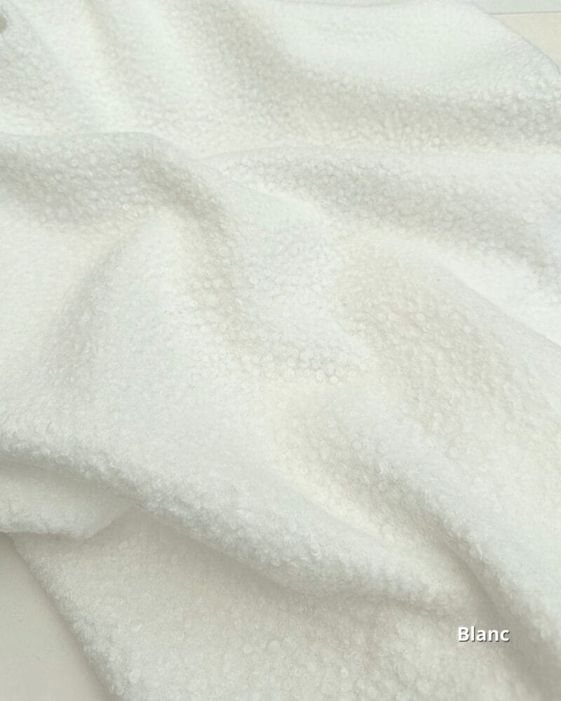 tissu lainage bouclette uni blanc