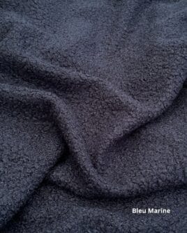 tissu lainage bouclette uni bleu marine