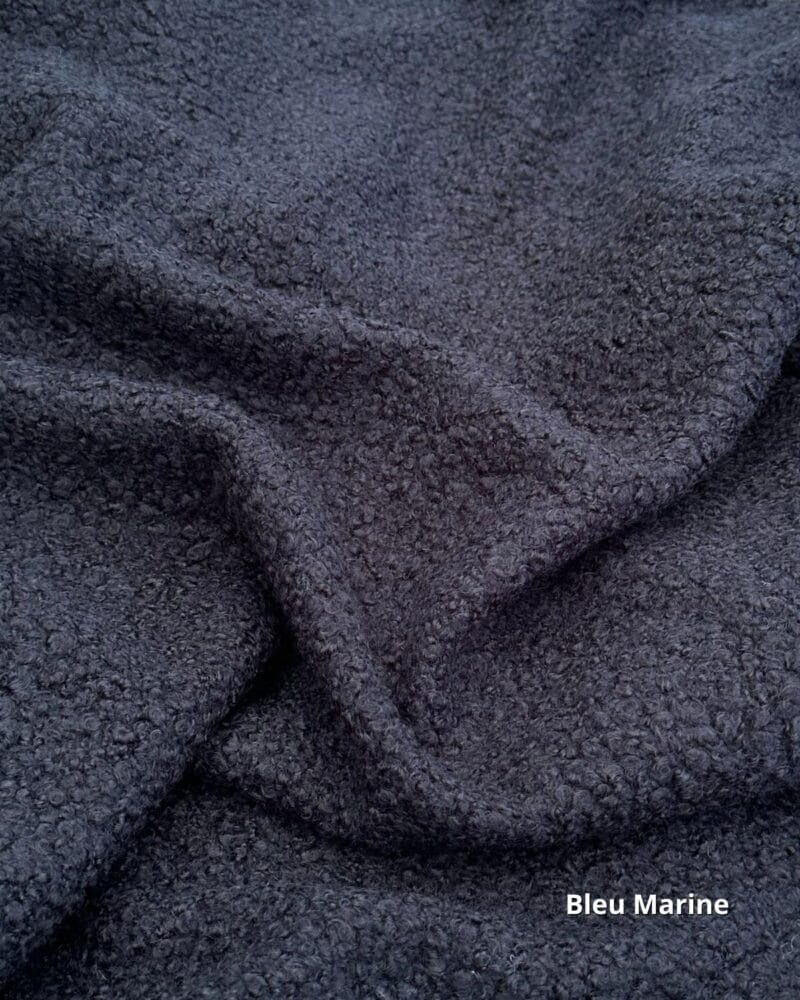 tissu lainage bouclette uni bleu marine