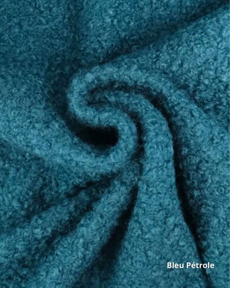 tissu lainage bouclette uni bleu pétrole