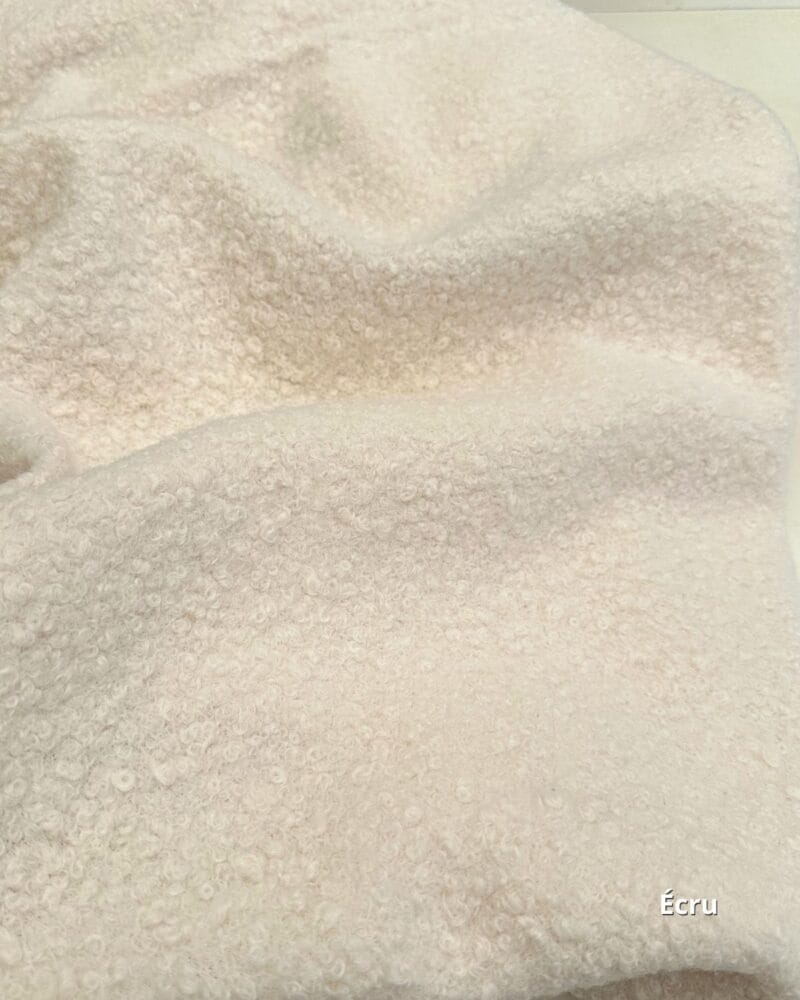 tissu lainage bouclette uni écru
