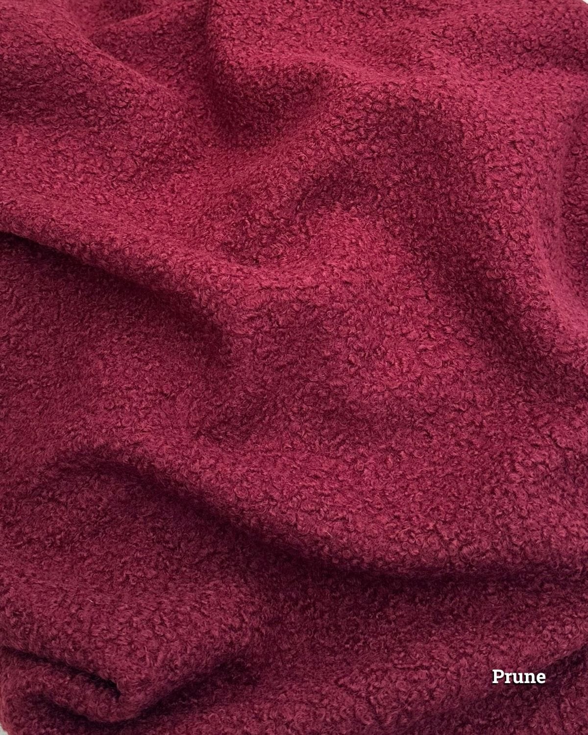 tissu lainage bouclette uni prune