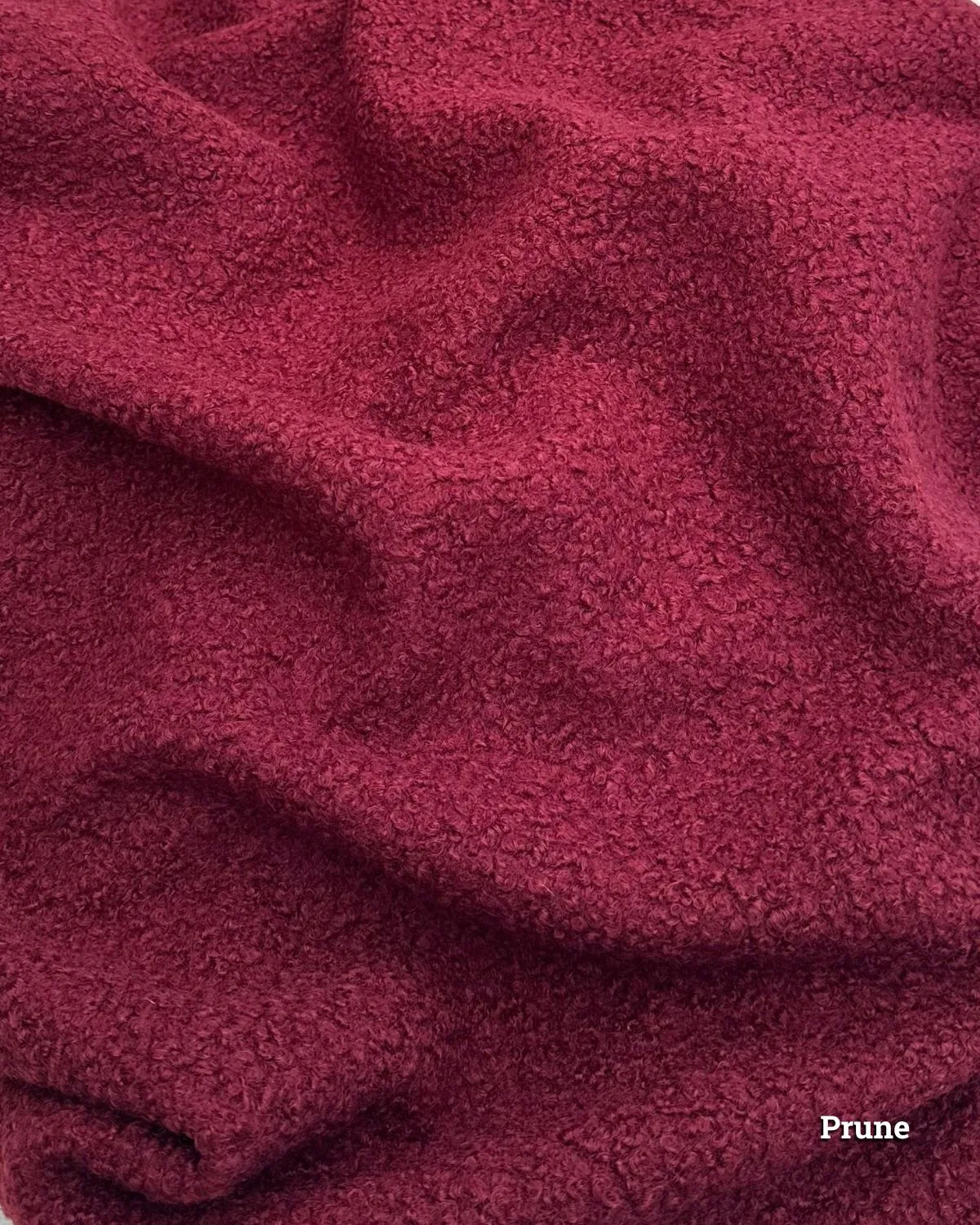 tissu lainage bouclette uni prune