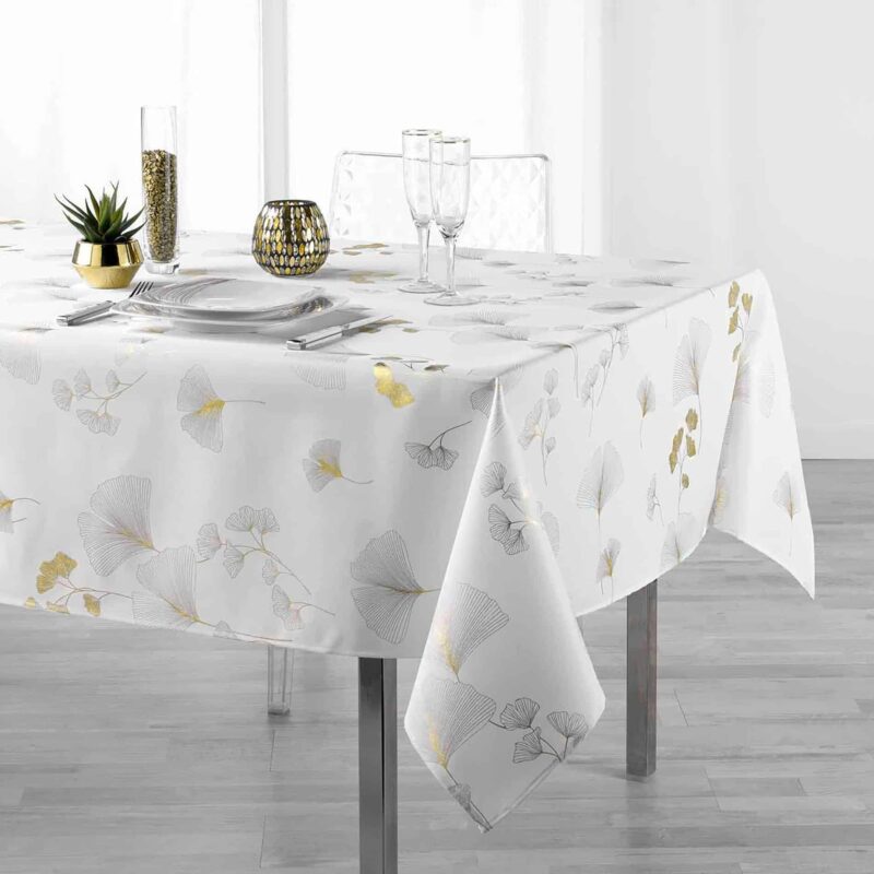 nappe ginkgo blanc or