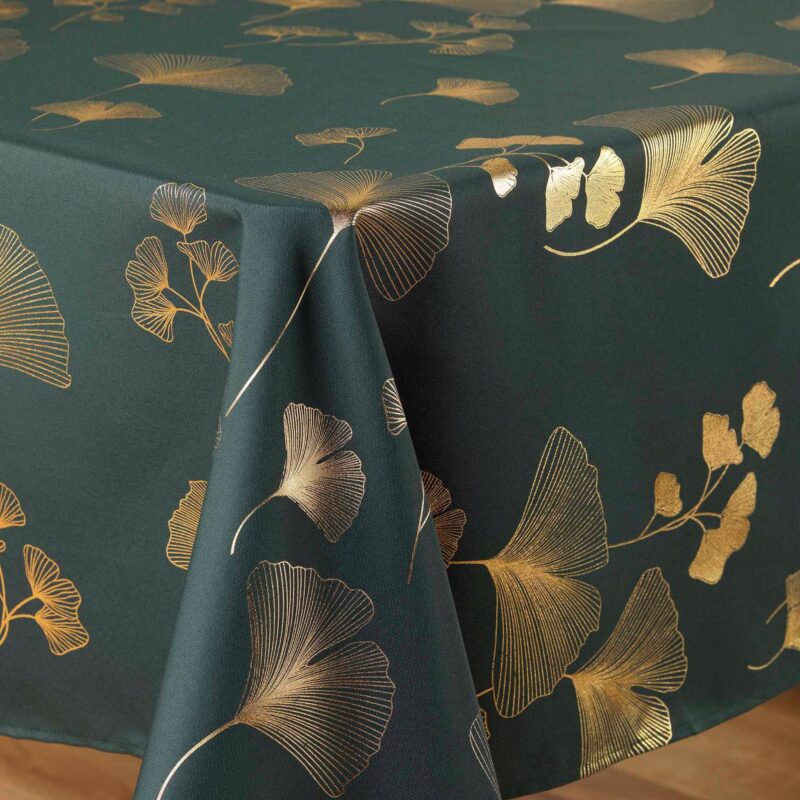 nappe ginkgo vert sapin or