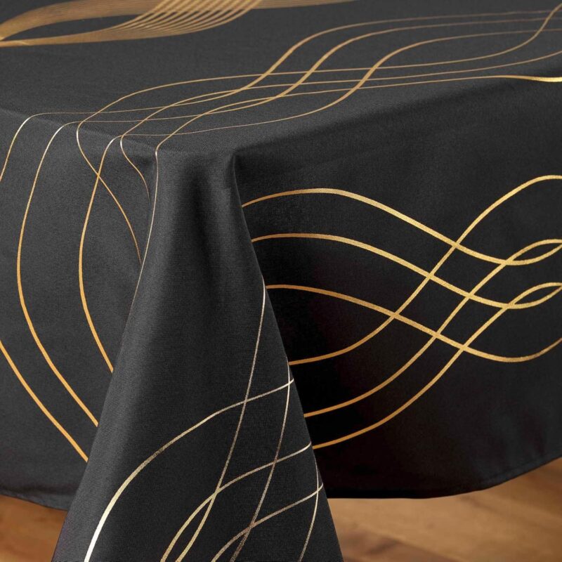 nappe motif strass métallisé noir or