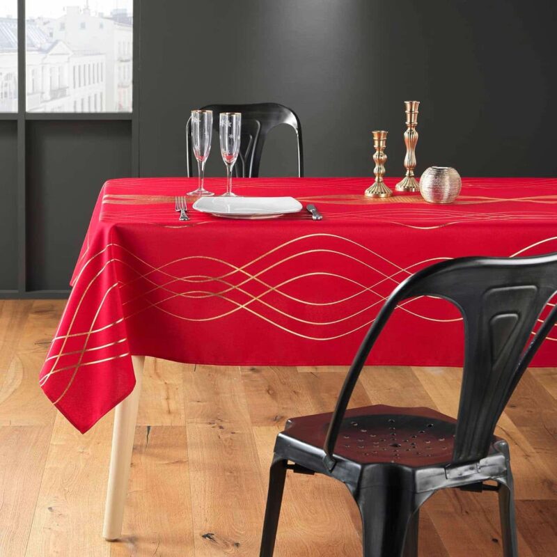 nappe motif strass métallisé rouge or