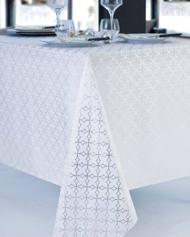 nappe polyester loriane blanc argent