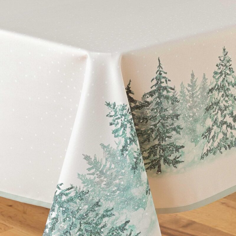 Nappe Polyester Imprimé Sapin Fond Écru – Image 2