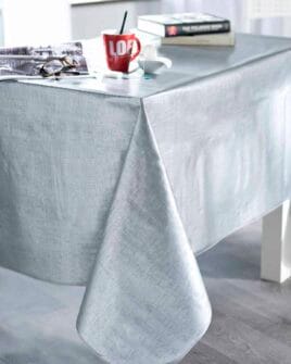 nappe toile cirée effet tissage argent