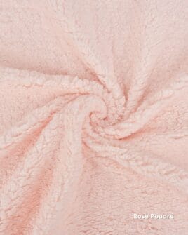 tissu fausse fourrure teddy rose poudré