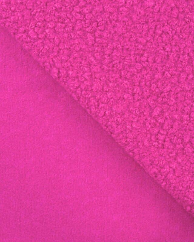 tissu lainage bouclette uni fuchsia verso