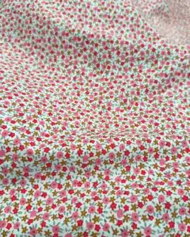 tissu popeline de coton petite fleur rose fuchsia