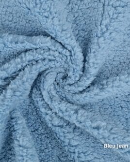 tissu teddy bleu jean