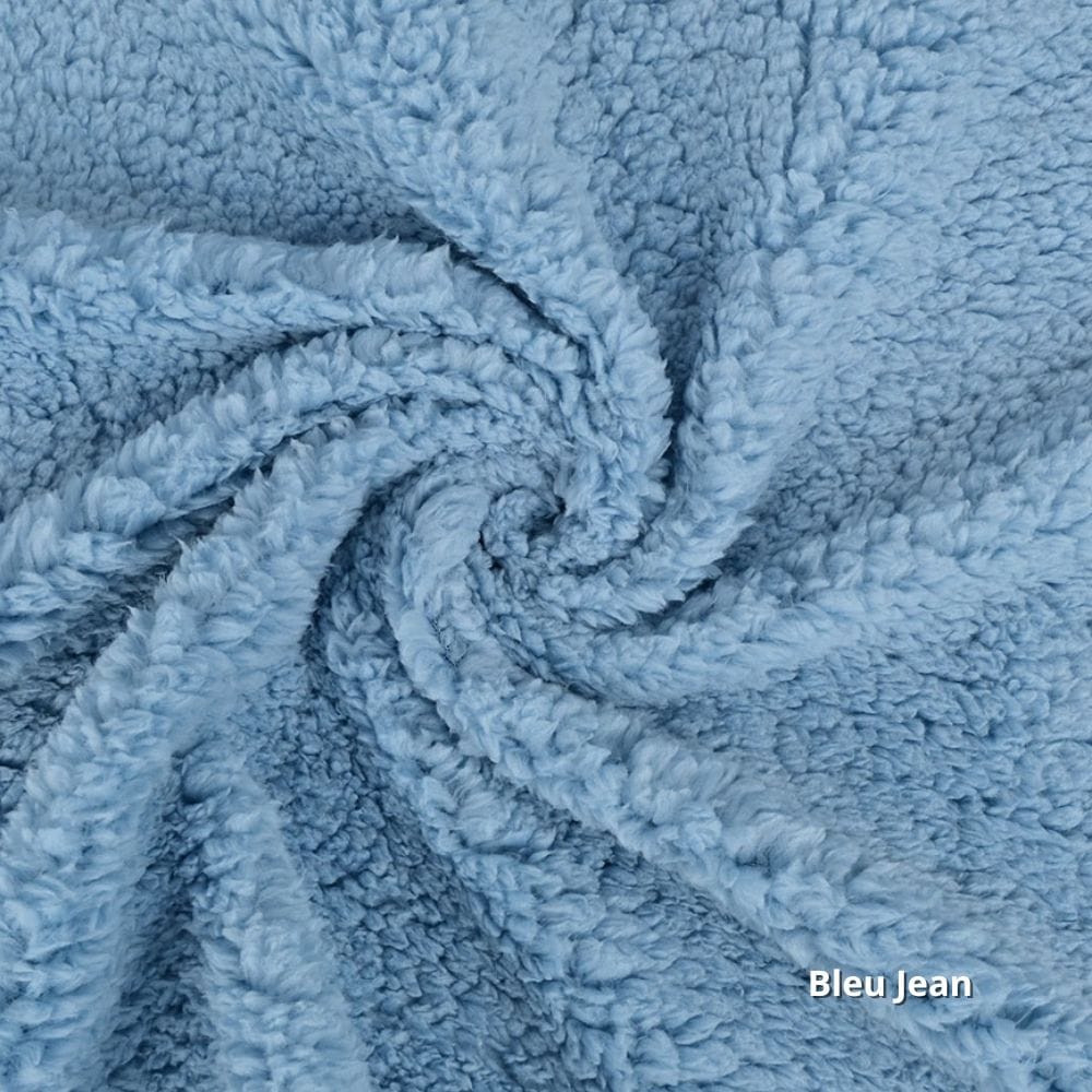 tissu teddy bleu jean