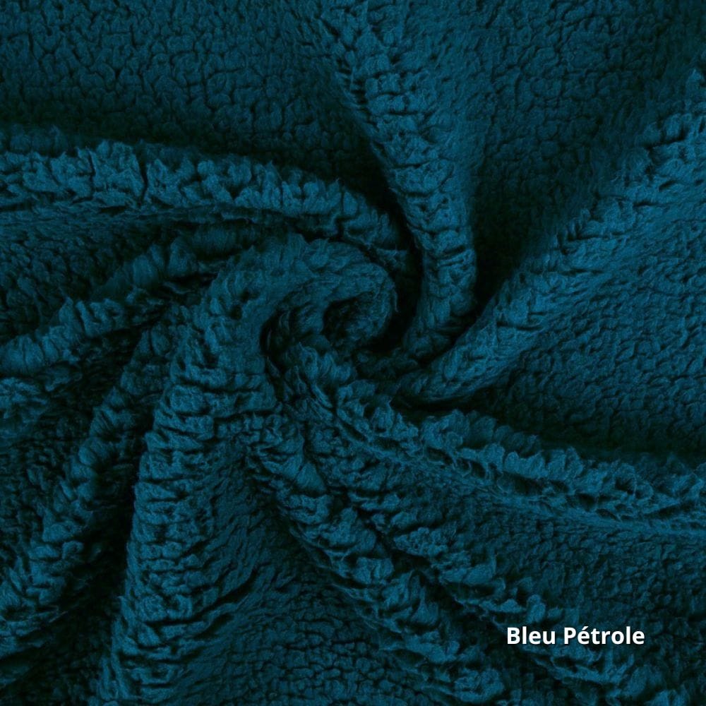 tissu teddy bleu pétrole