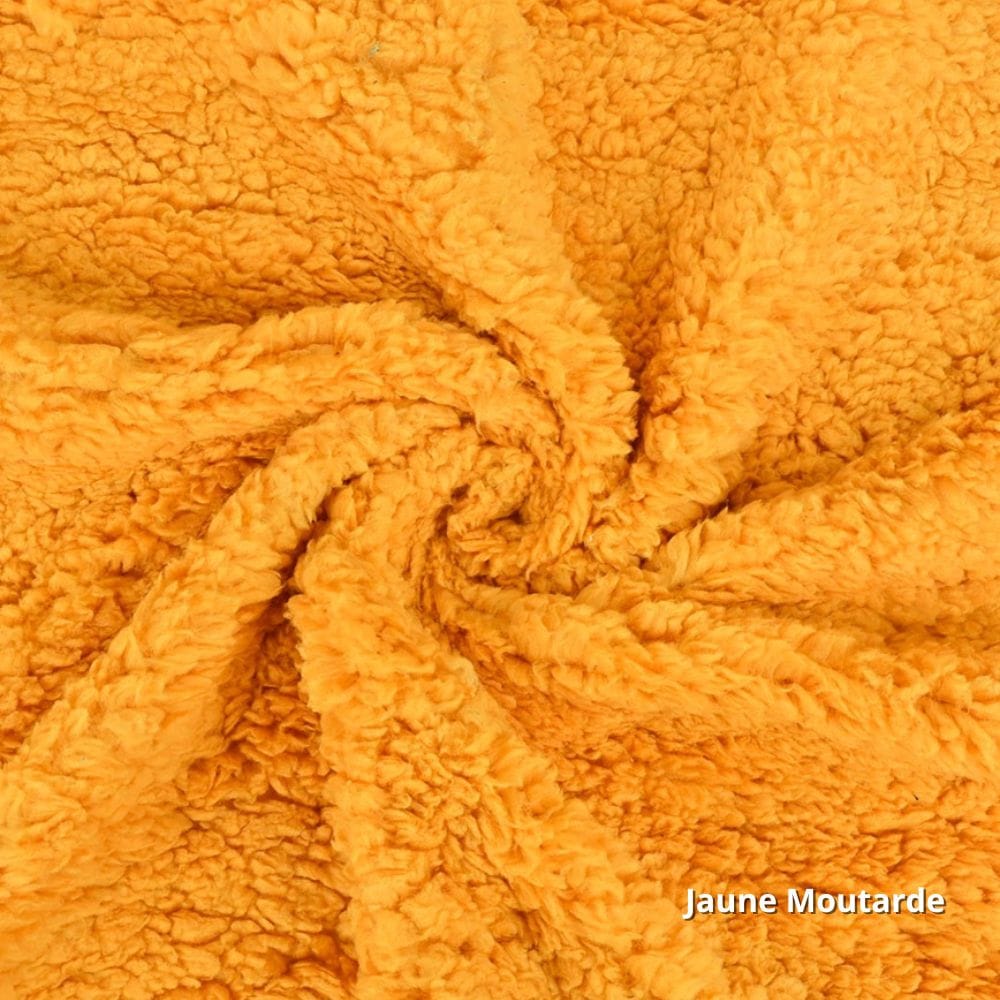 tissu teddy jaune moutarde