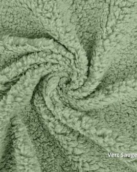 tissu teddy vert sauge