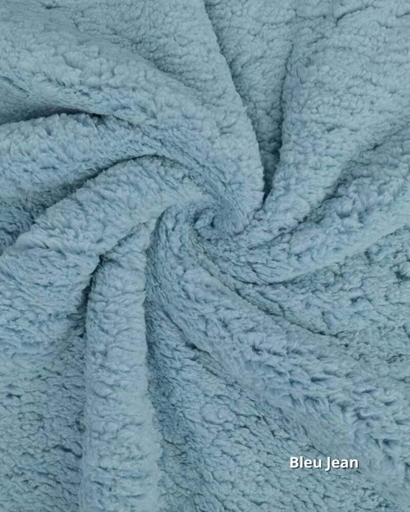 tissu fausse fourrure teddy bleu jean