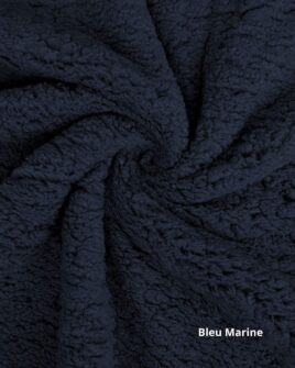 tissu fausse fourrure teddy bleu marine