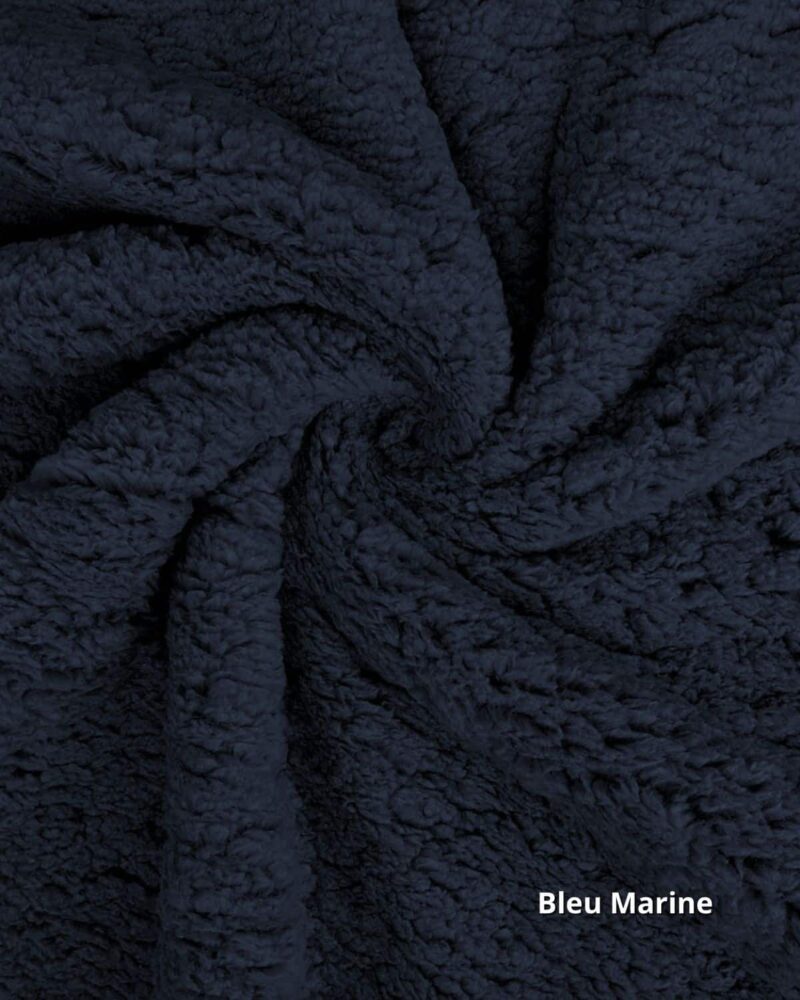 tissu fausse fourrure teddy bleu marine