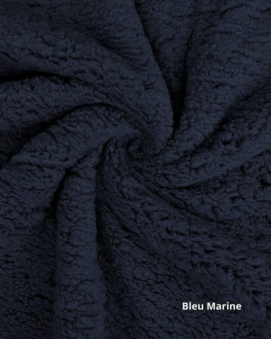tissu fausse fourrure teddy bleu marine
