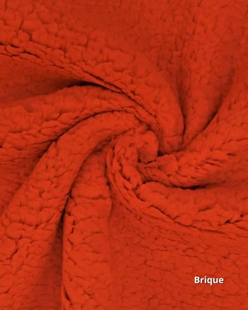 tissu fausse fourrure teddy brique