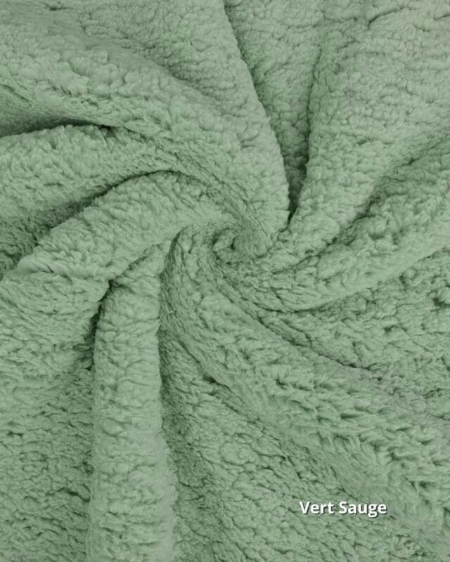 tissu fausse fourrure teddy vert sauge