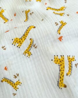 tissu double gaze imprimé girafe