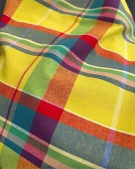 tissu madras jaune vert rouge