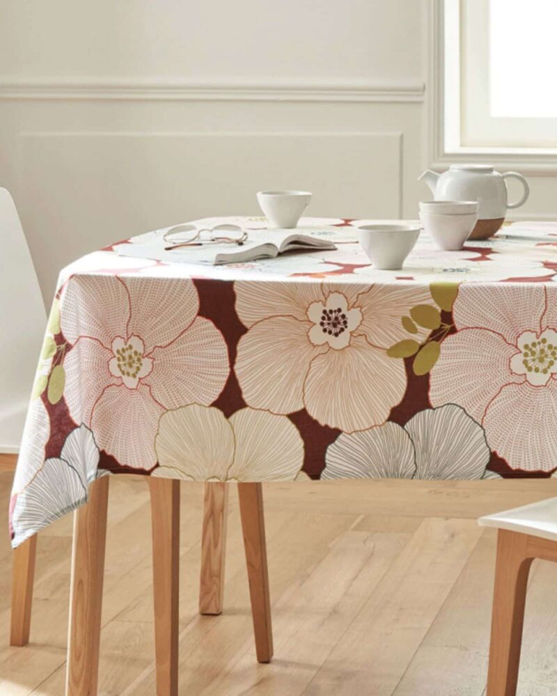 tissu coton enduit anemone bordeaux