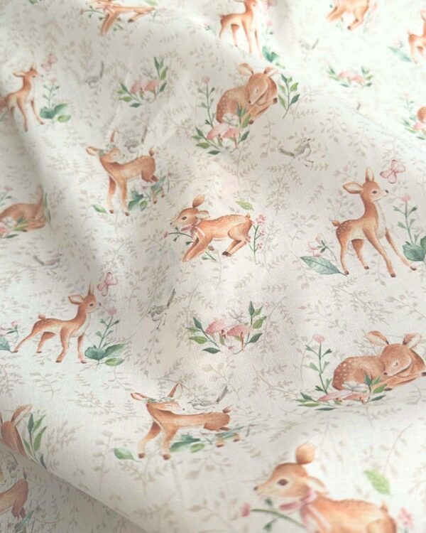 tissu coton impression digitale biche fleuri