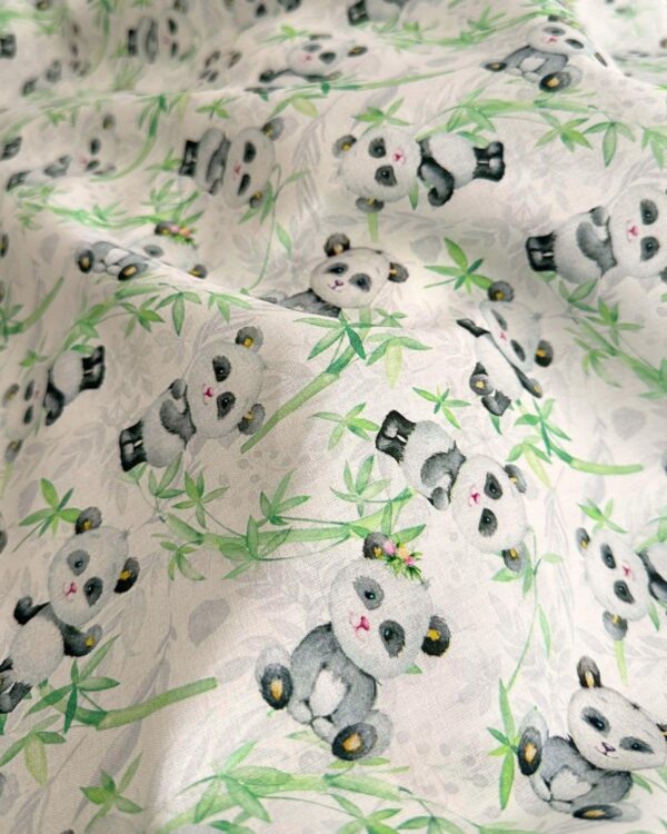 tissu coton impression digitale panda bambou