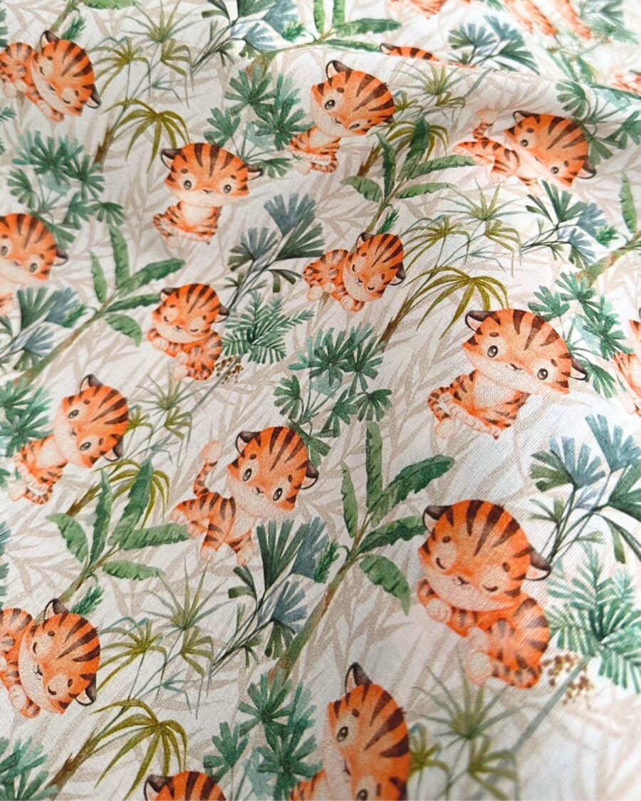 tissu coton impression digitale tigre forêt tropicale