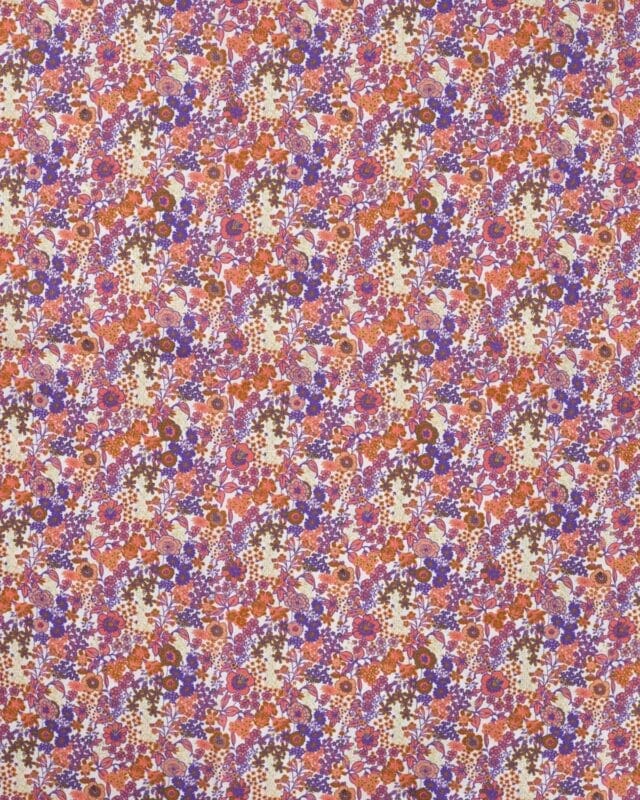 tissu coton liberty violet orange oeko-tex