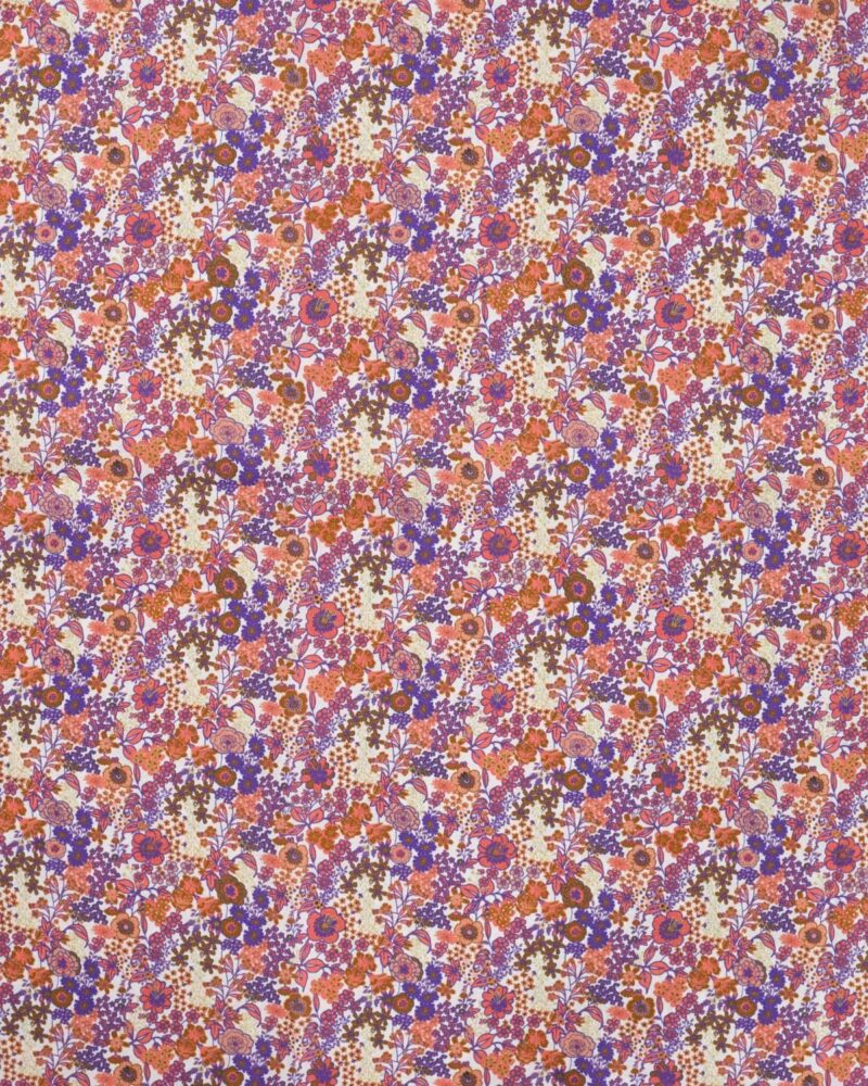 tissu coton liberty violet orange oeko-tex