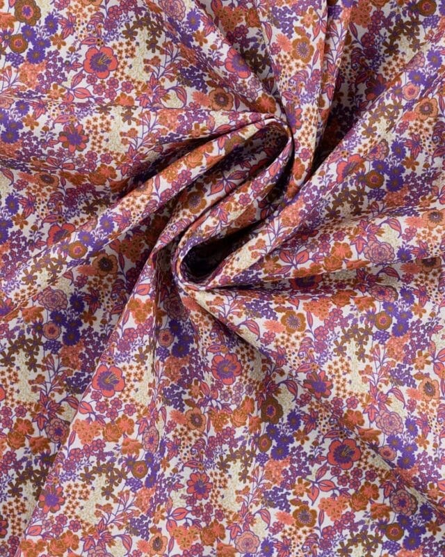 tissu coton liberty violet orange oeko-tex