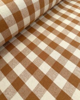 tissu coton vichy tissé teint jaune moutarde