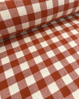 tissu coton vichy tissé teint terracotta