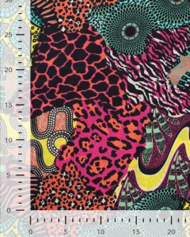 tissu voile de coton africain vert anis fuchsia dimension motif