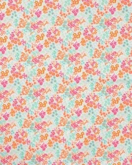 tissu voile de coton style liberty bleu cyan rose orange 2