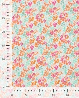 tissu voile de coton style liberty bleu cyan rose orange 3