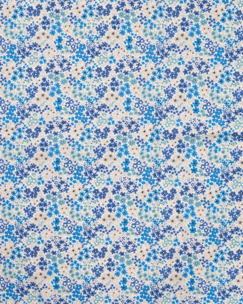 tissu voile de coton style liberty camaïeu de bleu 2