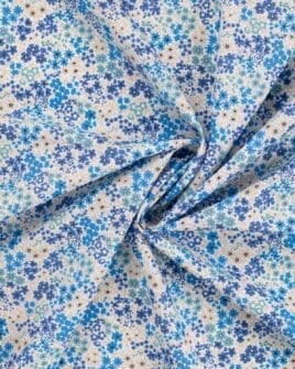 tissu voile de coton style liberty camaïeu de bleu