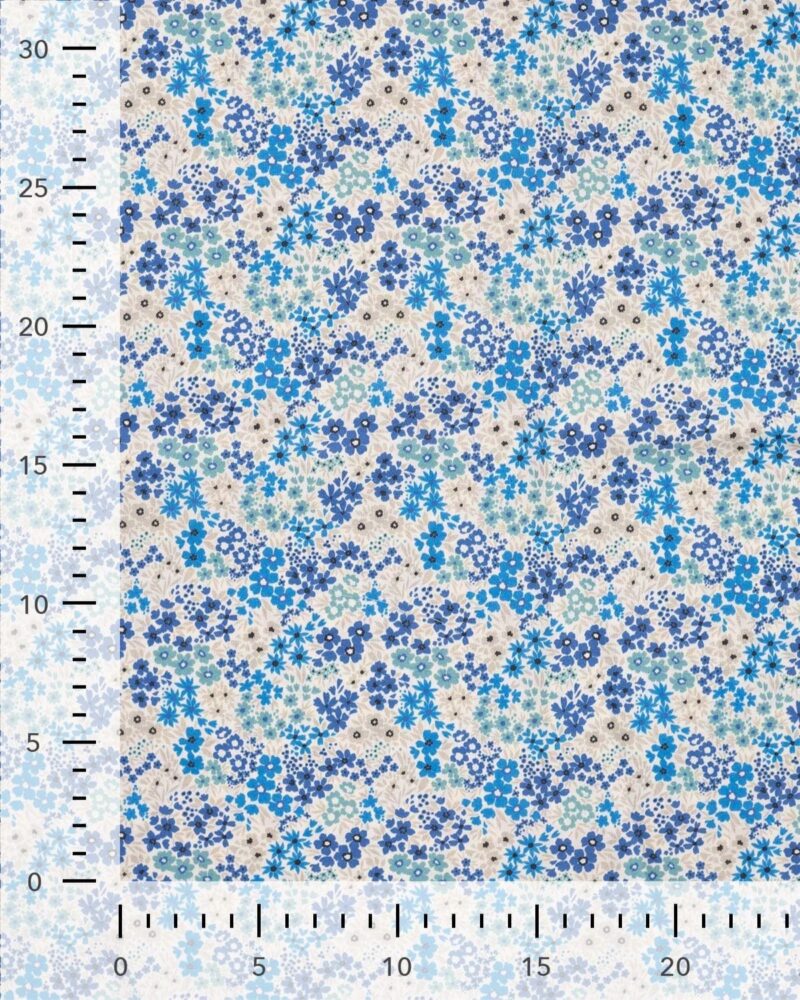 tissu voile de coton style liberty camaïeu de bleu 3