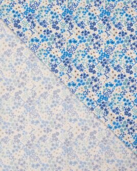 tissu voile de coton style liberty camaïeu de bleu verso