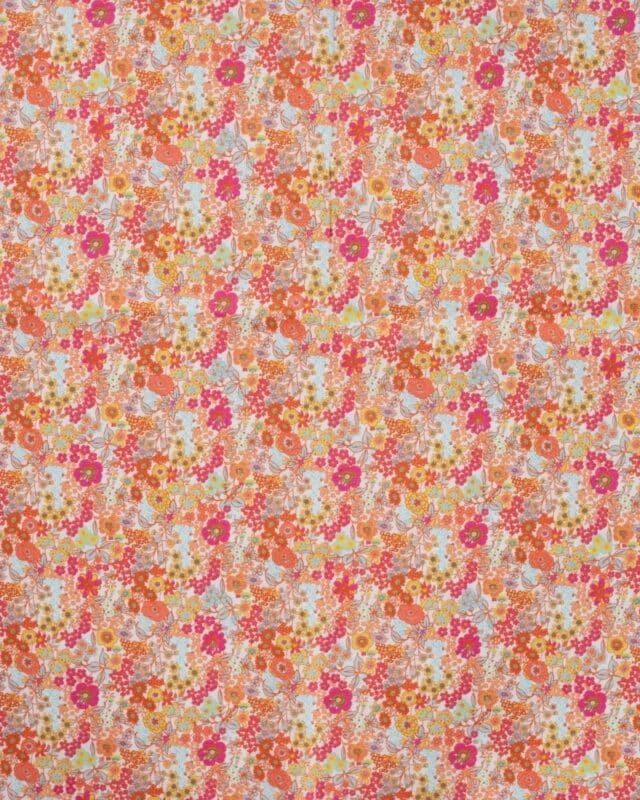 tissu voile de coton style liberty orange fuchsia 2