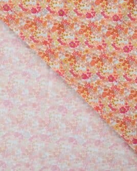 tissu voile de coton style liberty orange fuchsia 2