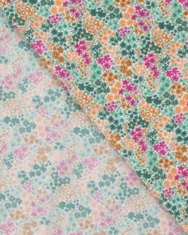 tissu voile de coton style liberty violet jaune vert